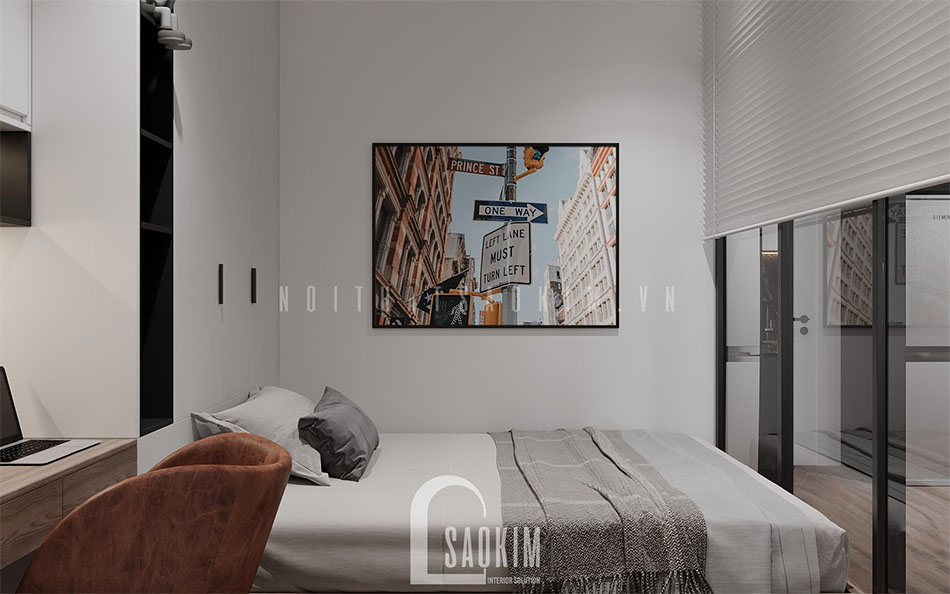 Tranh treo tường tạo điểm nhấn cho không gian phòng ngủ