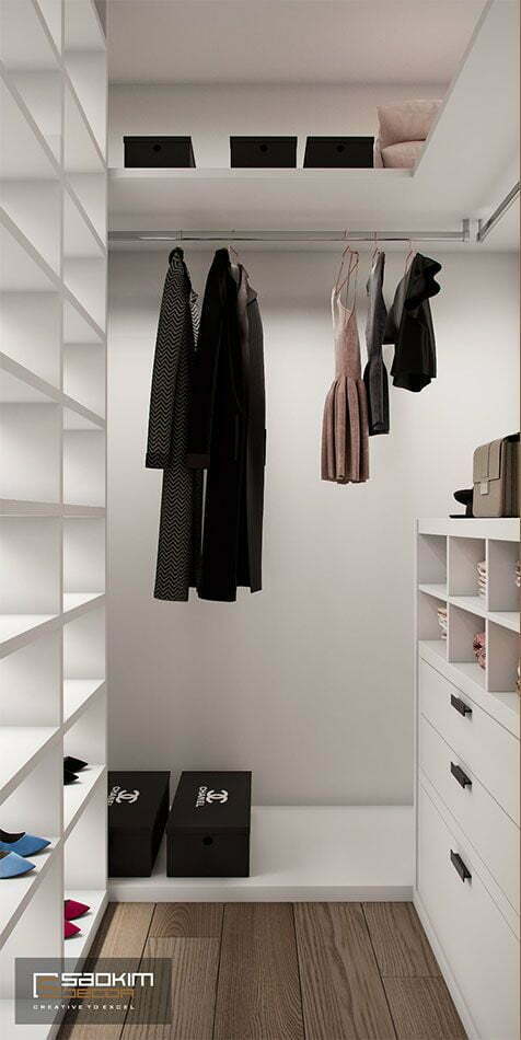 Thiết kế phòng ngủ thay đồ nhỏ