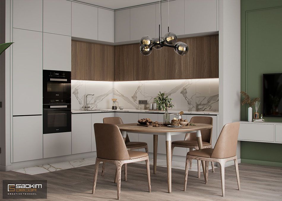 Thiết kế nội thất phòng bếp chung cư Vinhomes Ocean Park