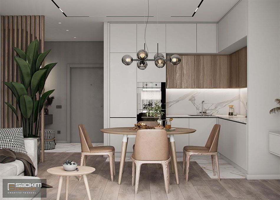 Thiết kế nội thất phòng bếp nhà chung cư 85m2