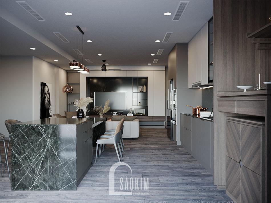 Thiết kế nội thất phòng bếp chung cư theo phong cách hiện đại