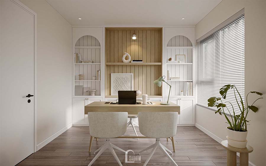 Thiết kế nội thất phòng làm việc tại nhà chung cư Vinhomes Ocean Park theo phong cách Korean Chic