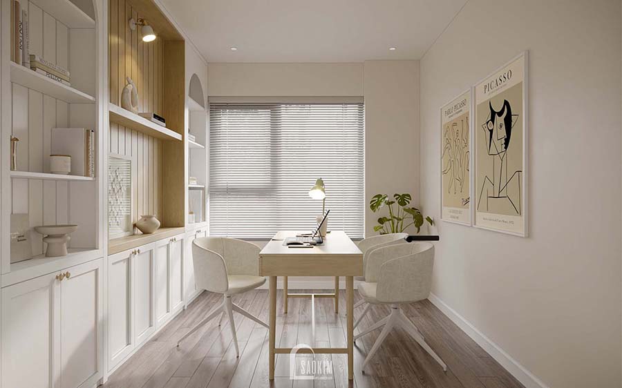 Thiết kế nội thất phòng làm việc tại nhà chung cư Vinhomes Ocean Park theo phong cách Korean Chic