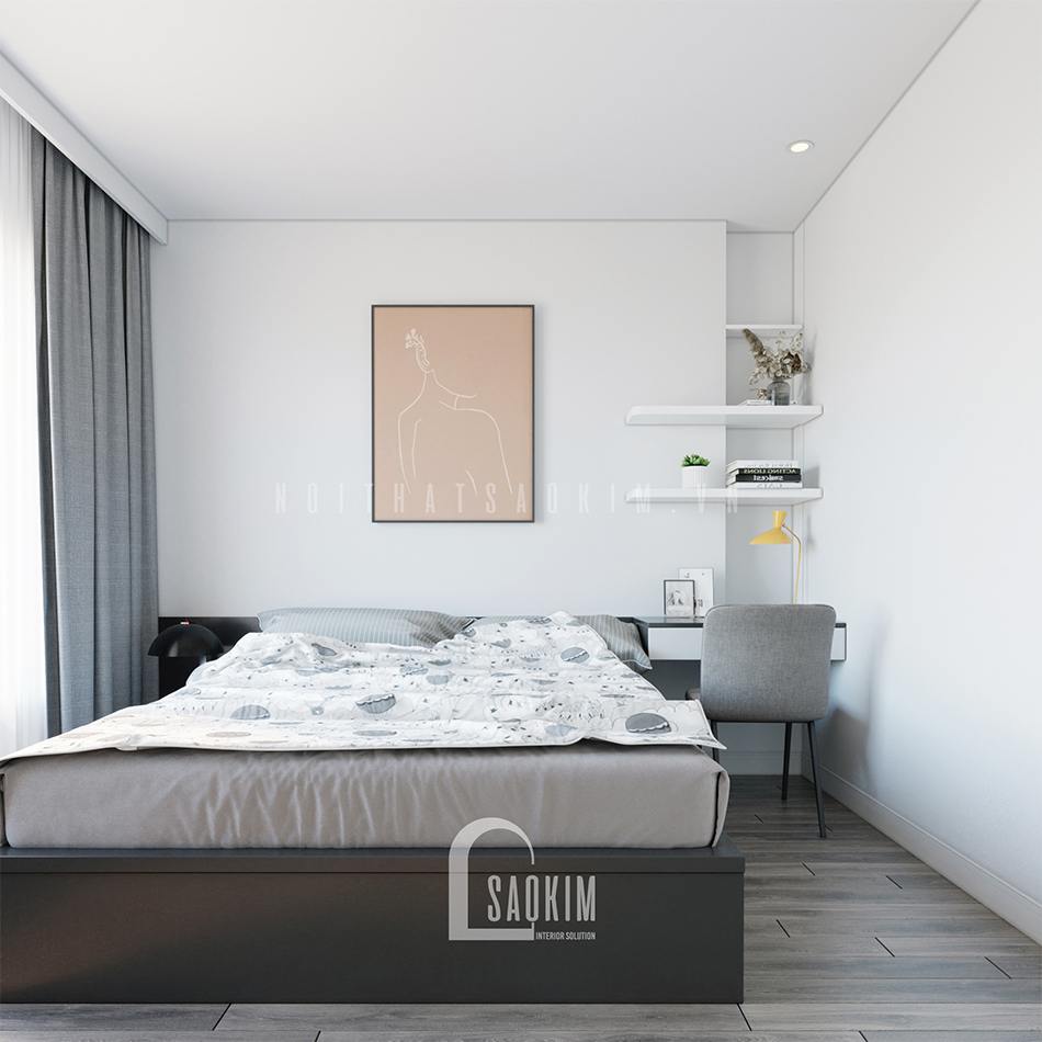 Thiết kế nội thất phòng ngủ con gái Vinhomes Smart City đẹp nhẹ nhàng, tinh tế