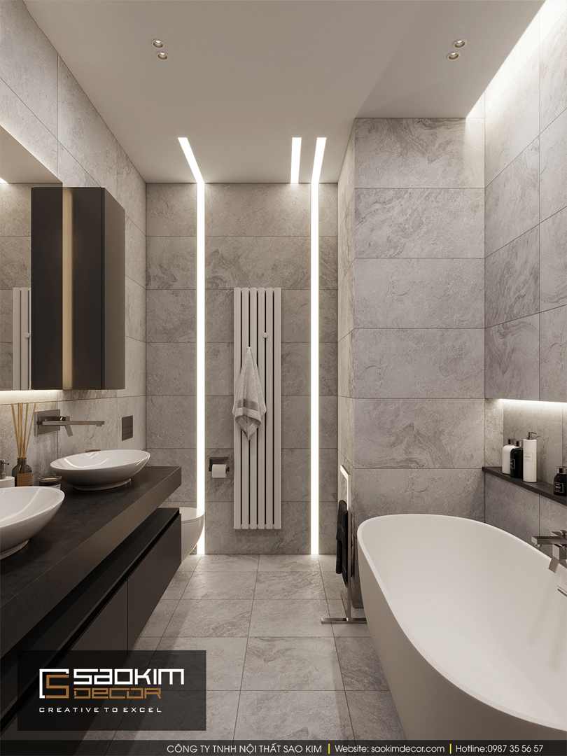 Thiết kế phòng tắm chung cư 85m2 Bohemia Residence