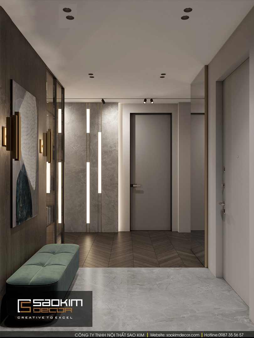 Hành lang chung cư được thiết kế đẹp mắt