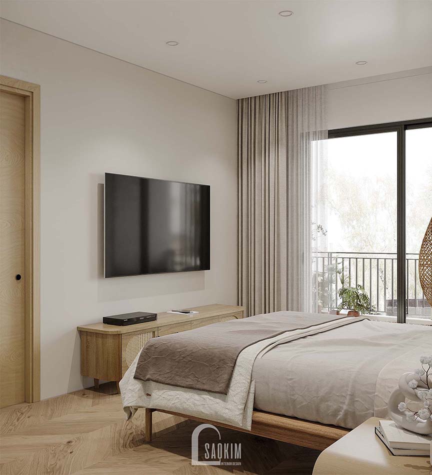Thiết kế nội thất phòng ngủ master chung cư Feliz Homes Hoàng Mai
