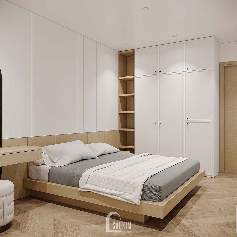 Thiết kế nội thất phòng ngủ 2 chung cư Feliz Homes Hoàng Mai