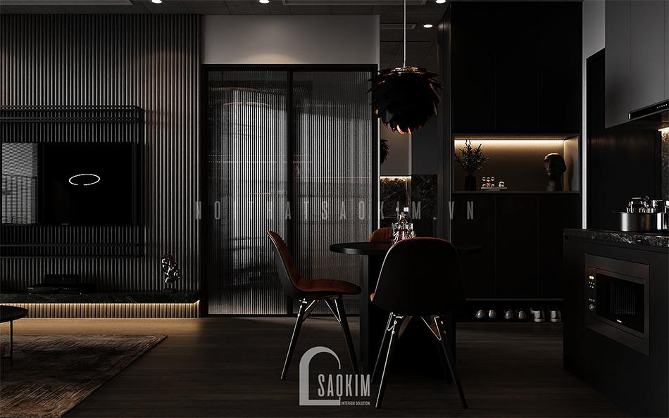 Thiết kế nội thất màu đen vô cùng cá tính cho căn hộ chung cư Vinhomes Ocean Park 