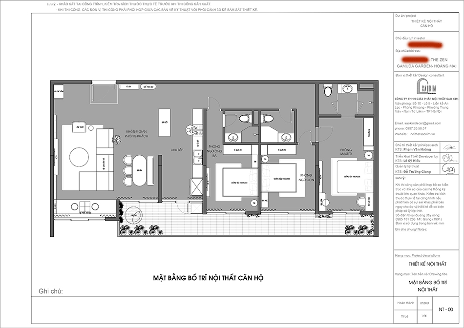 Mặt bằng thiết kế nội thất chung cư The Zen Gamuda 157m2 phong cách Wabi Sabi