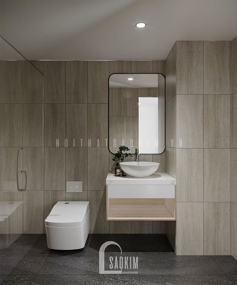 Thiết kế nội thất phòng tắm chung cư Royal City hiện đại, thanh lịch