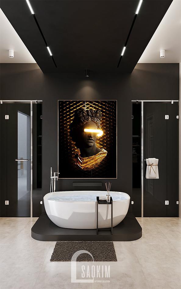 Thiết kế nội thất phòng tắm nhà liền kề Louis City Hoàng Mai sang trọng, đẳng cấp