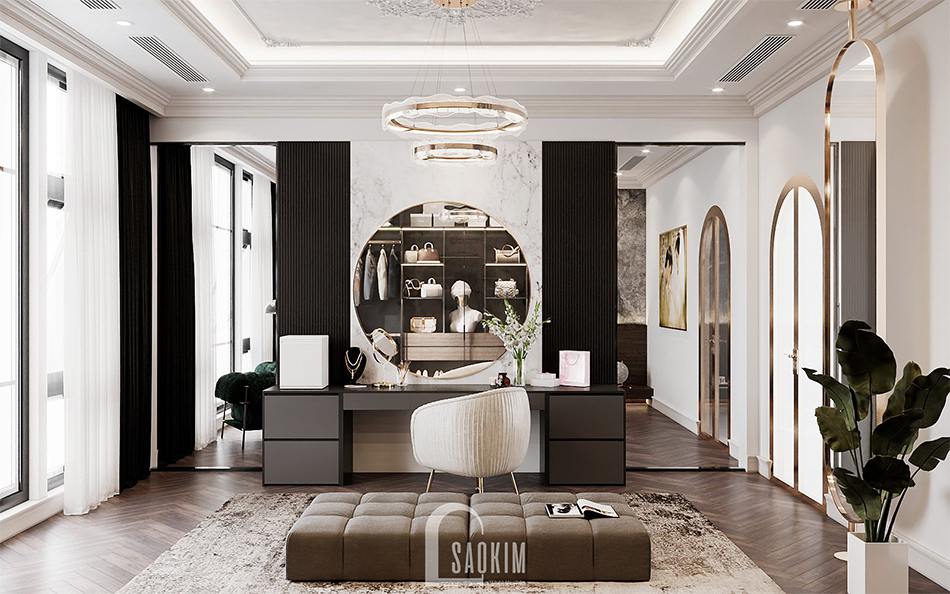 Thiết kế nội thất phòng thay đồ nhà liền kề Louis City Hoàng Mai sang trọng, đẳng cấp