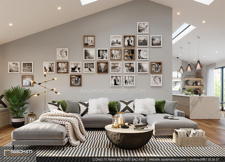 Không gian phòng khách trong thiết kế nhà 2 tầng đẹp