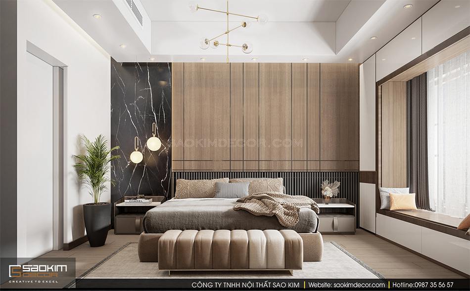 Thiết kế nội thất phòng ngủ Master nhà phố