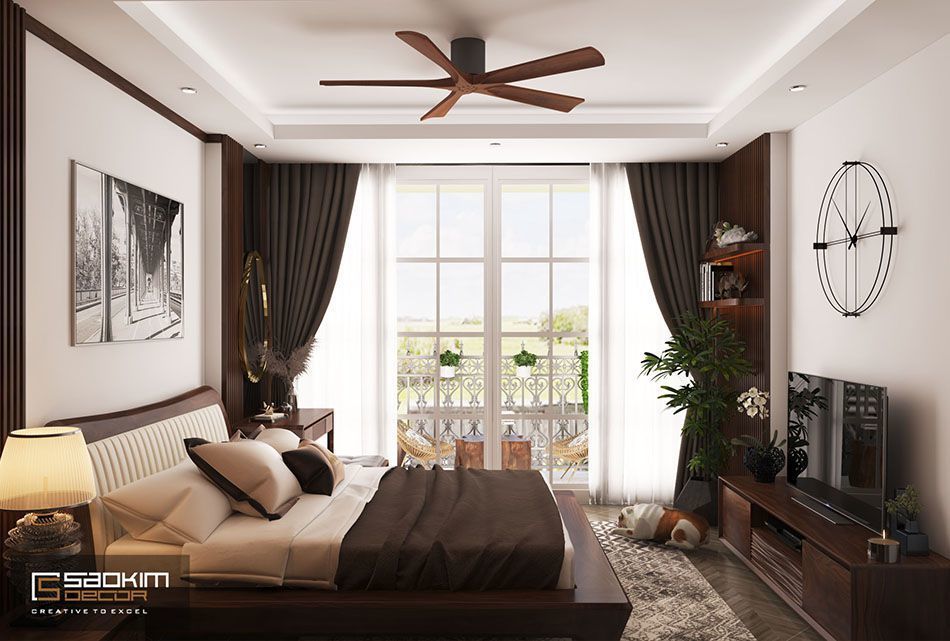 Thiết kế phòng ngủ chính nhà phố đẹp theo phong cách hiện đại