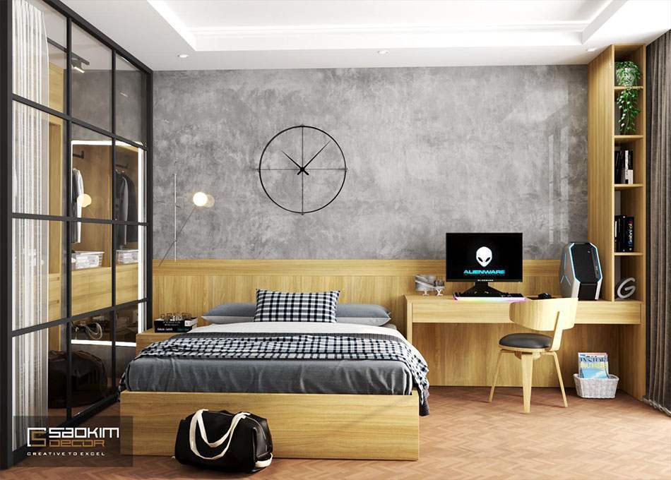 Thiết kế phòng ngủ con trai nhà phố 3 tầng Âu Cơ - Tây Hồ