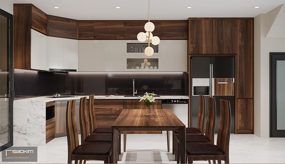 Thiết kế phòng ăn và bếp nhà phố theo phong cách hiện đại