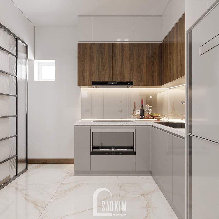 Phòng bếp thiết kế nội thất nhà phố hiện đại đẹp 3 tầng Chúc Sơn - Chương Mỹ