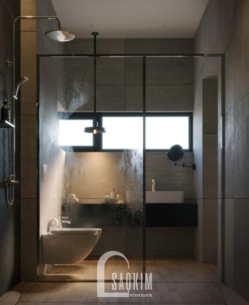 Thiết kế nội thất phòng tắm 2 nhà phố 3 tầng Chúc Sơn - Chương Mỹ theo phong cách hiện đại