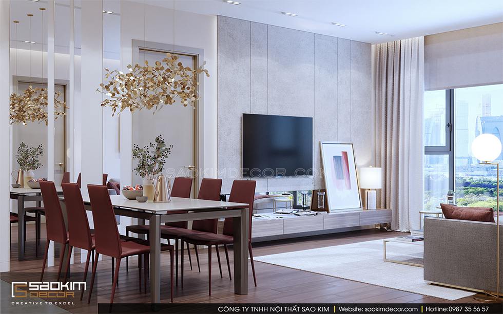 Thiết kế nội thất phòng bếp và bàn ăn chung cư Royal City