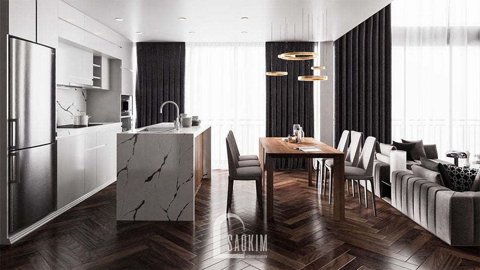 Mẫu Thiết Kế Nội Thất Phòng Bếp Chung Cư Duplex Pentstudio Tây Hồ