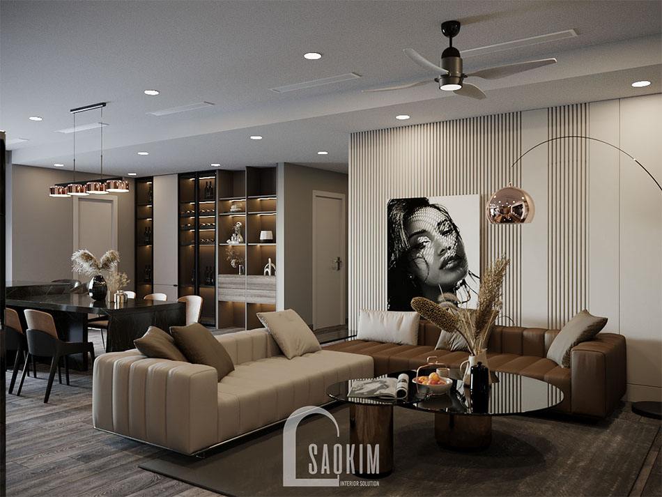 Thiết Kế Nội Thất Phòng Khách Chung Cư Cao Cấp TTTM Chợ Mơ