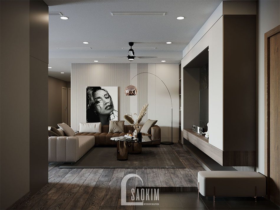 Thiết kế nội thất phòng khách chung cư cao cấp TTTM Chợ Mơ