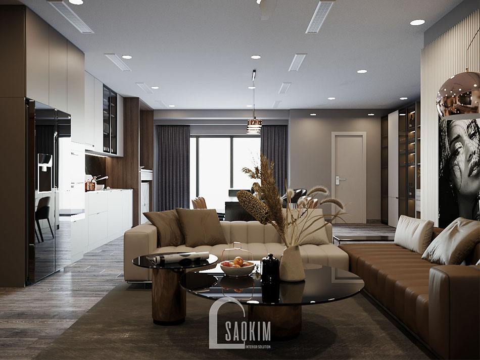 Thiết kế nội thất phòng khách chung cư cao cấp TTTM Chợ Mơ