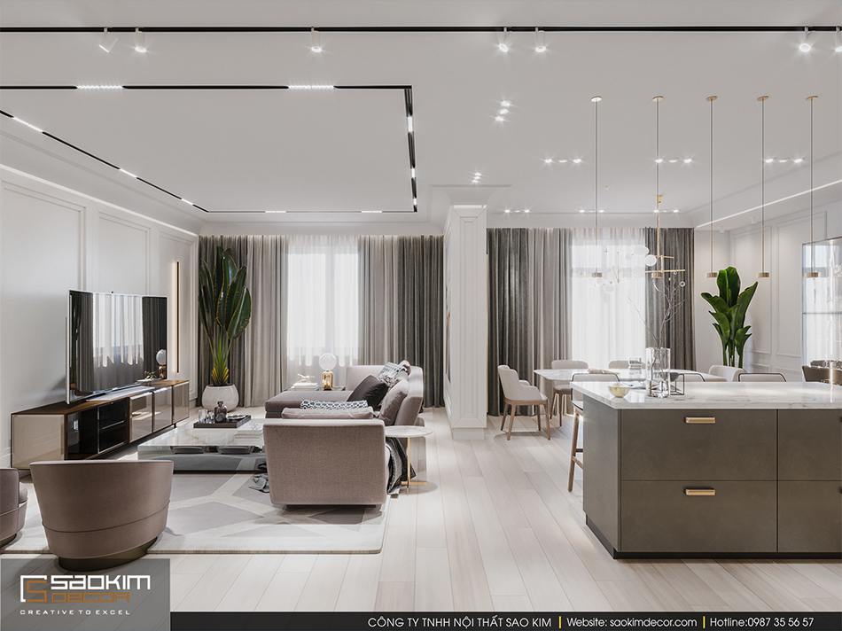 Thiết kế phòng khách đẹp chung cư cao cấp Imperia Garden