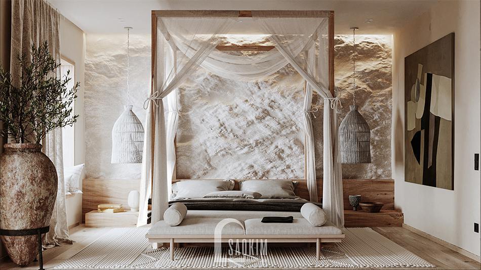 Mẫu thiết kế nội thất phòng ngủ Master phong cách Wabi Sabi