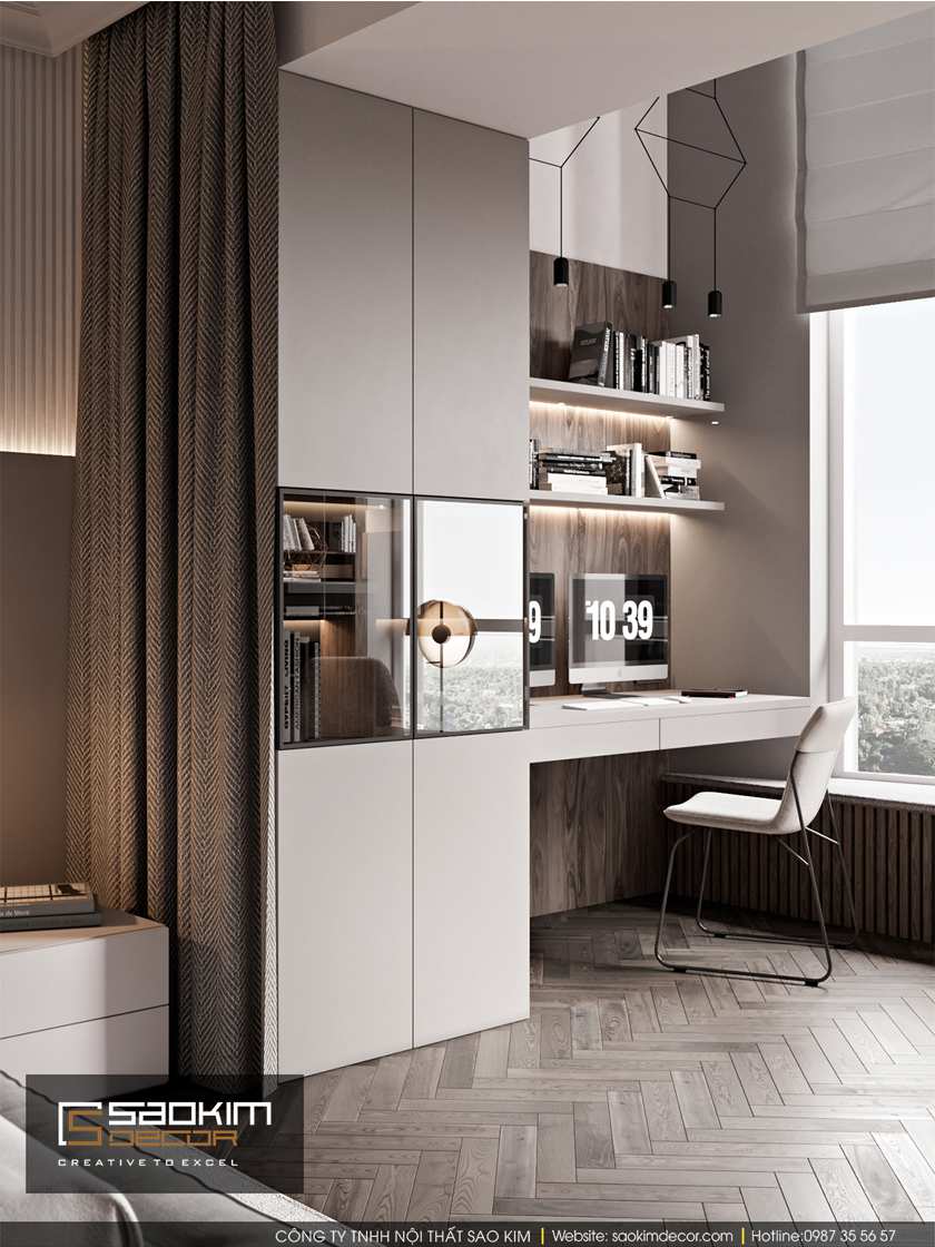 Thiết kế nội thất phòng ngủ master chung cư Dream Center Home