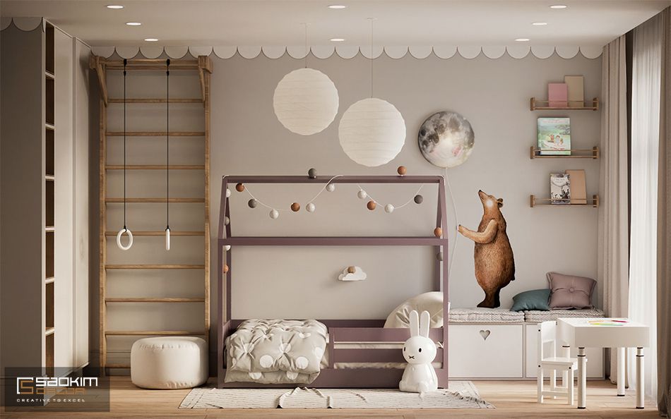 Thiết Kế Phòng Ngủ Cho Bé Gái Căn Hộ 80m2 Tòa CT2 Chung Cư The Pride