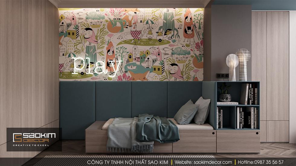 Thiết kế phòng ngủ trẻ em - phòng ngủ bé trai chung cư Dream Center Home