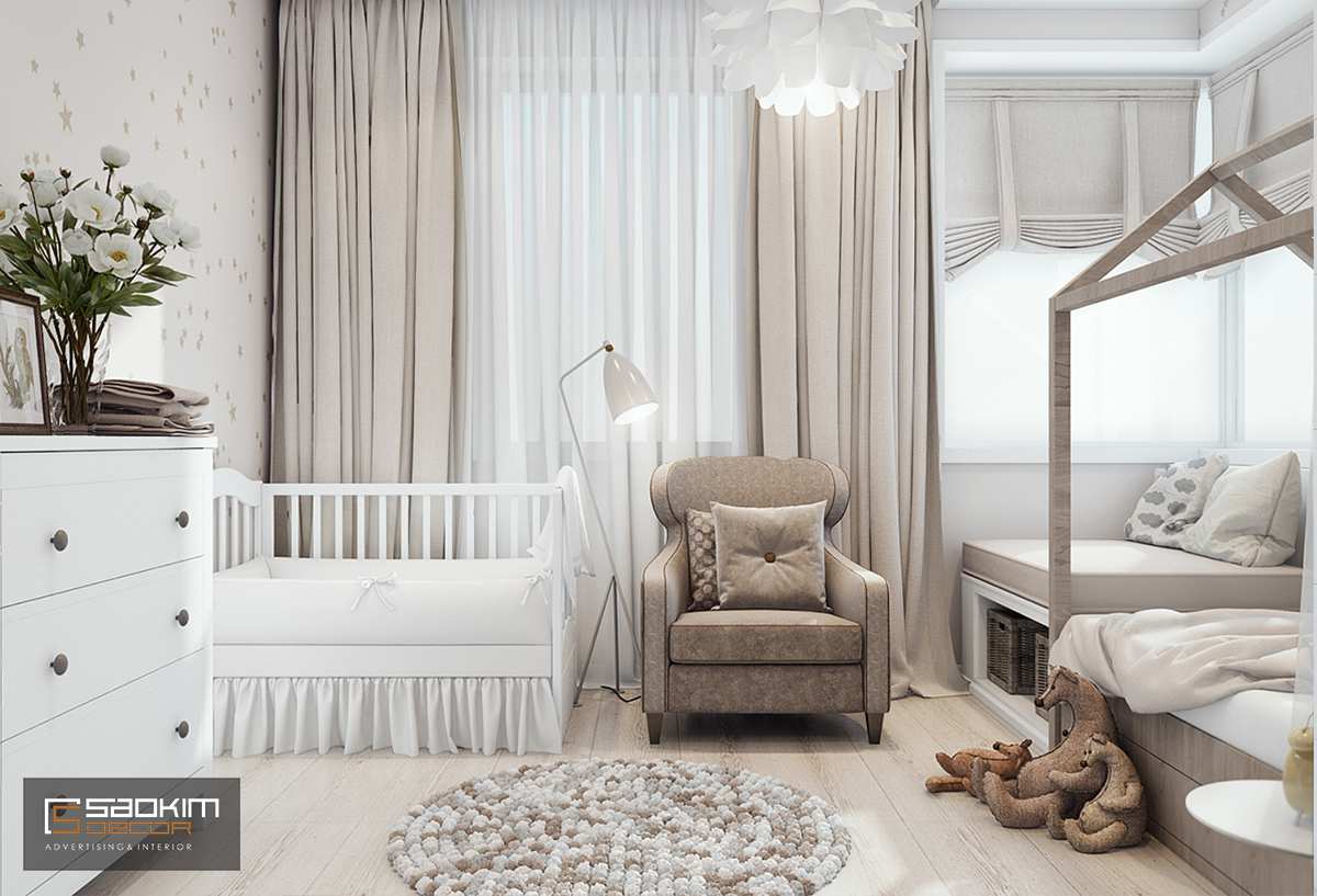 Thiết kế phòng ngủ bé gái chung cư cao cấp Golden Land