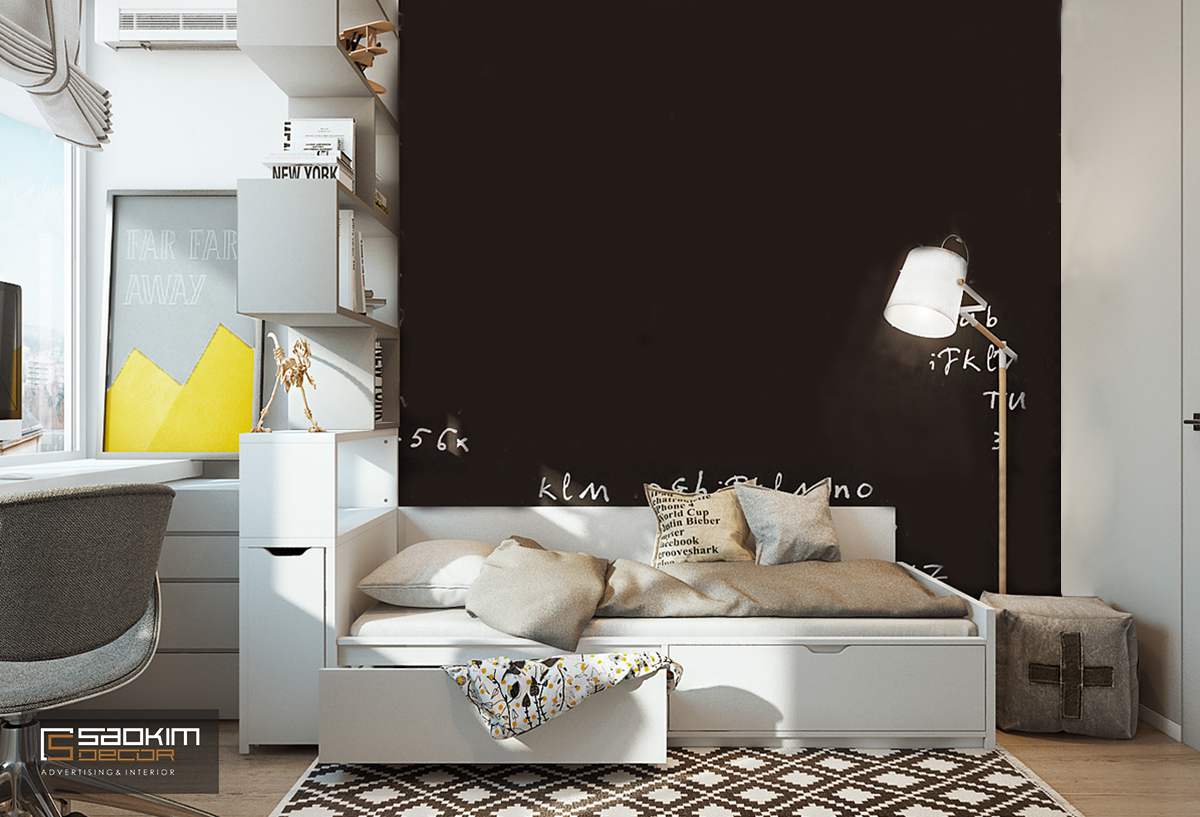 Thiết kế phòng ngủ của bé trai chung cư cao cấp Golden Land