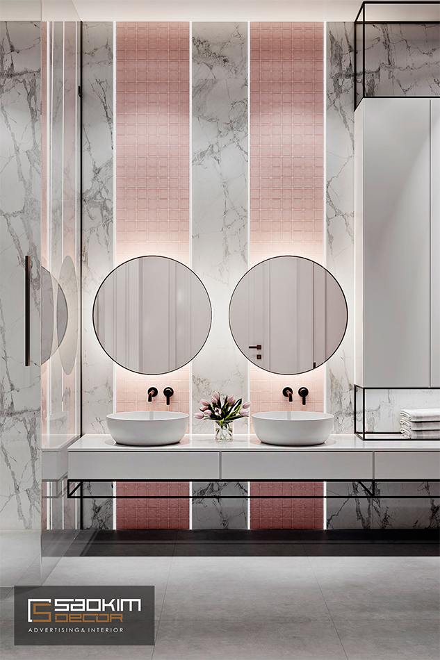 Thiết kế nội thất phòng tắm cho phòng ngủ bé gái chung cư CT1 Eco Green City