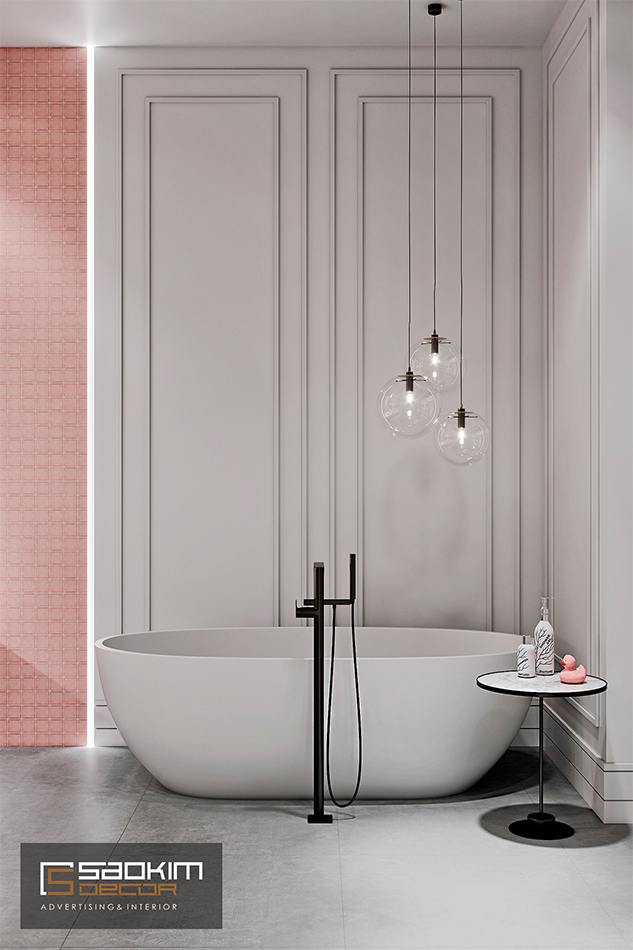 Thiết kế nội thất phòng tắm sang trọng, nữ tính