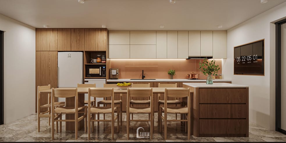 Thiết kế phòng bếp nhà phố Kim Mã phong cách Japandi