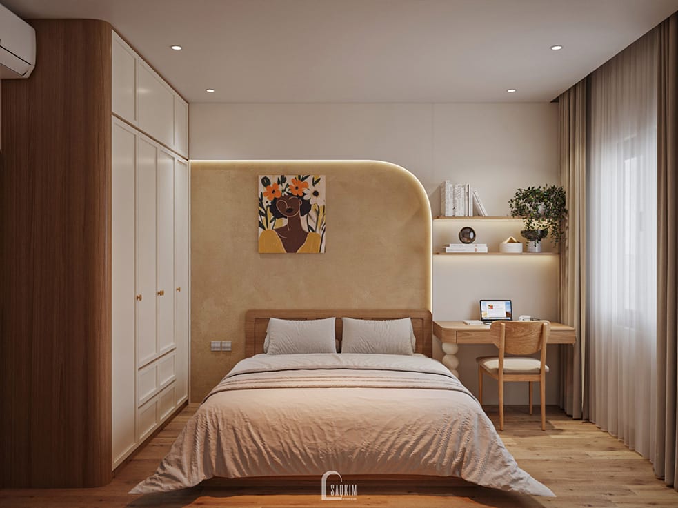 Thiết kế nhà phố 5 tầng 50m2 với tầng 2 là phòng ngủ con gái