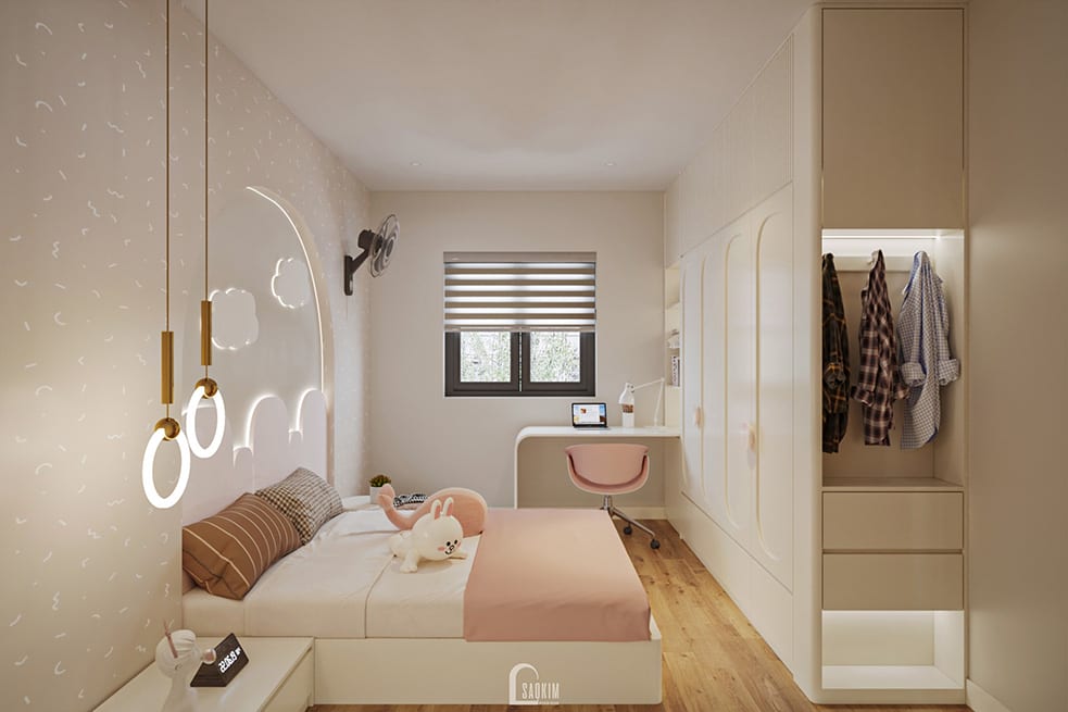 Thiết kế phòng ngủ bé gái nhà phố 5 tầng tại Kim Mã - Hà Nội
