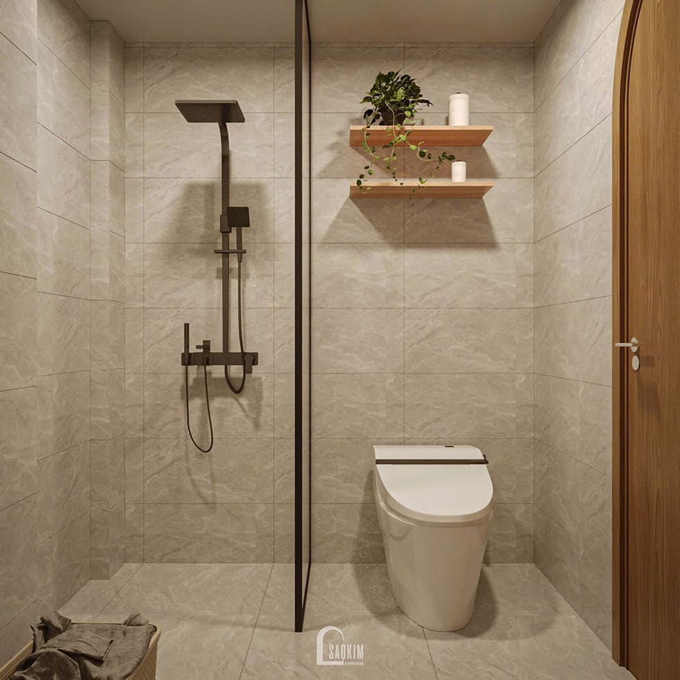 Thiết kế wc nhà phố 5 tầng 50m2 tối giản nhưng tinh tế, mang đến trải nghiệm tiện nghi và thư thái