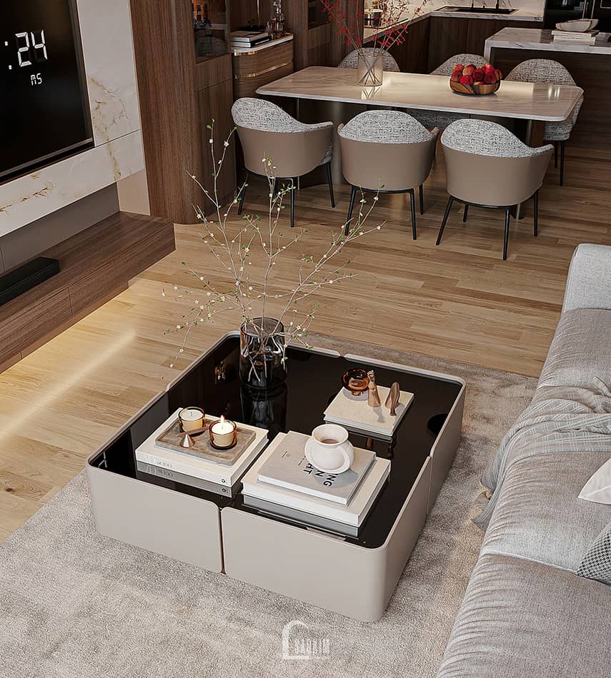 Thiết kế nội thất phòng khách cao cấp chung cư The Nelson phong cách hiện đại - bàn trà