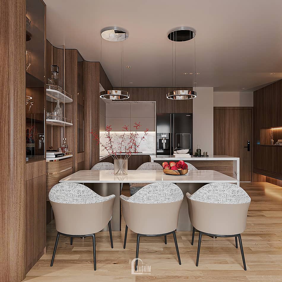 Thiết kế nội thất chung cư cao cấp The Nelson 83m² phong cách hiện đại cao cấp - không gian bếp ăn