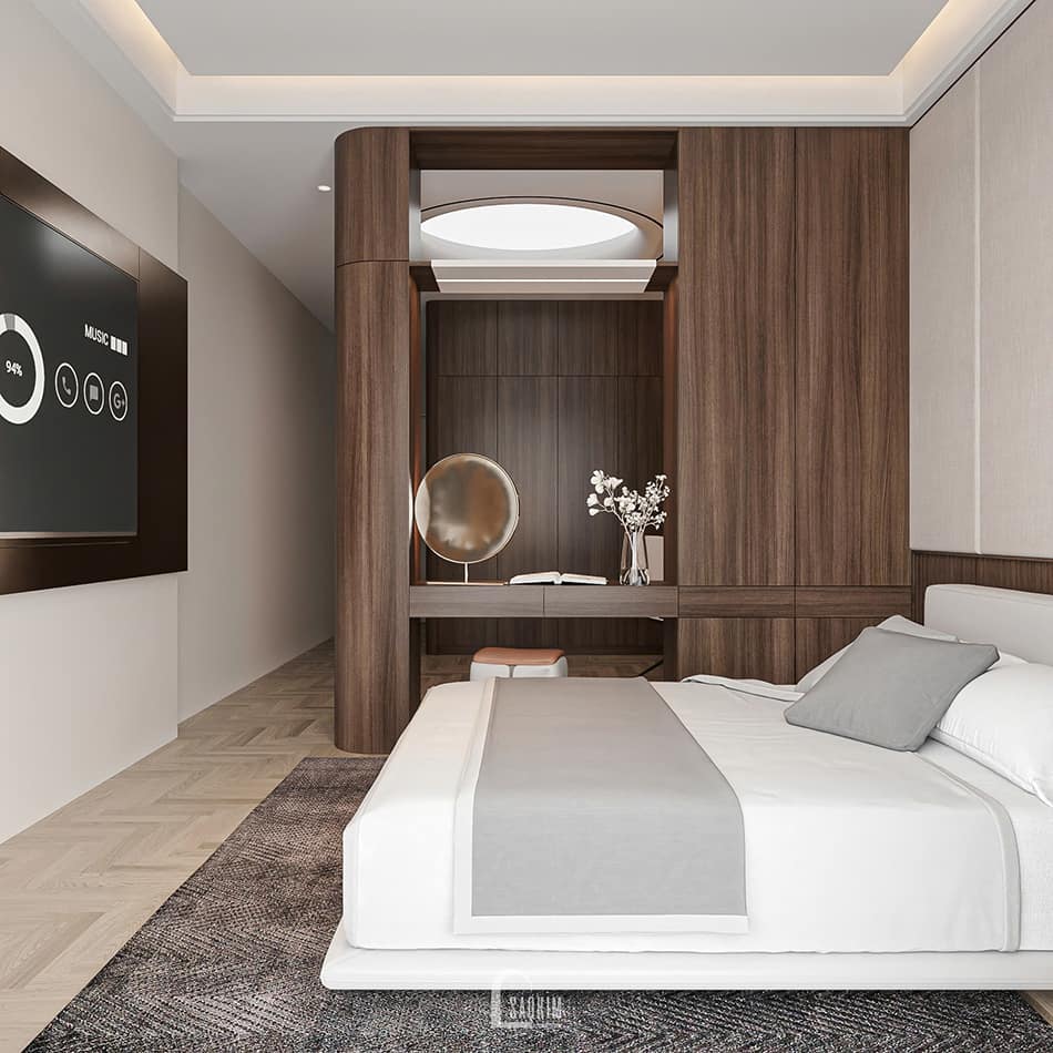 Thiết kế phòng ngủ master nhà phố liền kề Townhouse Mỹ Đình phong cách hiện đại Luxury